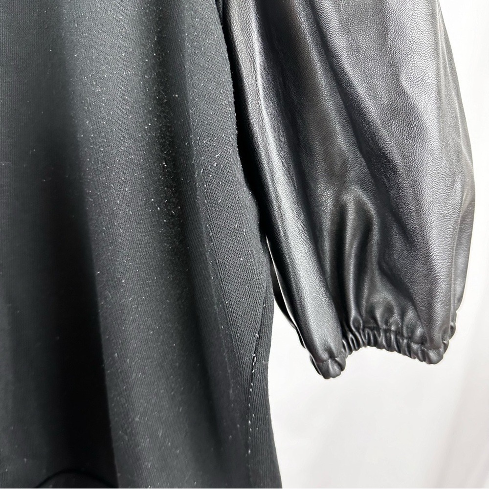 Eloquii Short Sleeve Black Shirt Faux Leather‎ Puff Sleeves Women's Plus 18/20 - Picture 6 of 8